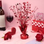 Crowye 18 Pcs Foil Spray Centerpiece Valentine's Day Table Decoration Winter Party Star Burst Metallic Table Centerpieces for Party Birthday Season Holiday(Red)