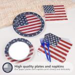 Grencian American Flag Patriotic Party Supplies Veterans Day Patriotic Paper Plates and Napkins USA Flag Themed Disposable Tableware for Veterans Day 4th of July Party Decorations Serve 24