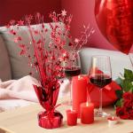Crowye 18 Pcs Foil Spray Centerpiece Valentine's Day Table Decoration Winter Party Star Burst Metallic Table Centerpieces for Party Birthday Season Holiday(Red)