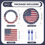 Grencian American Flag Patriotic Party Supplies Veterans Day Patriotic Paper Plates and Napkins USA Flag Themed Disposable Tableware for Veterans Day 4th of July Party Decorations Serve 24