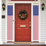 2pcs 4th of July Porch Sign Banners, American Flag Hanging Banner Stars Stripes Independence Memorial Festival Door Decor Patriotic Decorations for Home Yard Indoor & Outdoor Use