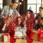 Crowye 18 Pcs Foil Spray Centerpiece Valentine's Day Table Decoration Winter Party Star Burst Metallic Table Centerpieces for Party Birthday Season Holiday(Red)