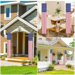 2pcs 4th of July Porch Sign Banners, American Flag Hanging Banner Stars Stripes Independence Memorial Festival Door Decor Patriotic Decorations for Home Yard Indoor & Outdoor Use