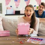 Goldwise 2958 Pcs 4th of July Red White and Blue Beads Bracelet Making Kit with Clay Beads Glass Seed Beads Tattoo Stickers, Patriotic Beads for Jewelry Making with Letter Beads and Charms