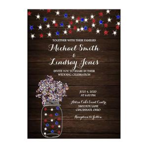 Rustic Patriotic Wedding Invitations with RSVP - 50 Pack