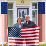 Babycop 4th of July Decorations, Patriotic Decorations, Outdoor Hanging American Flag Banners Weather-Resistant, Pre-Assembled Porch Signs for Independence Day, Memorial Day, Veterans Day - Red White Blue (2 Pcs)