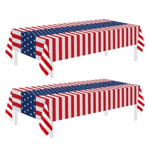 2 Pack Disposable Patriotic Tablecloths for Parties