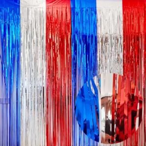Patriotic Foil Fringe Curtains - 4 Pack