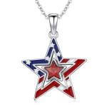 KoyeKei American Flag Necklace for Women 925 Sterling Silver USA Flag Star Pendant Independence Day Gifts 4th of July Necklace Patriotic Jewelry for Wife Sister Girlfriend