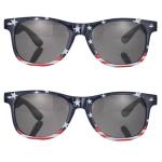 QYVEWY 2 Pack American Flag Sunglasses Bulk for Men Women Classic Patriot Independence Day Supplies (2Blue frame)