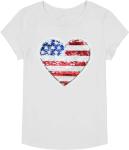 Girls Sequin T-Shirt Heart Flippy American Flag Red White Blue Toddler Tees Patriotic Tops 5 Years