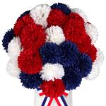 LPREUTWN 36 Pcs Artificial Chrysanthemums Flowers Patriotic Flowers Decor 4th of July Fake Silk Flowers Bouquet for Home Decor Indoor Memorial Day Table Centerpiece (Red, White, Blue)