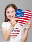 Girls Sequin T-Shirt Heart Flippy American Flag Red White Blue Toddler Tees Patriotic Tops 5 Years