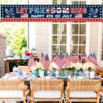 Ufocusmi 4th of July Decorations Let Freedom Ring Banner, Red White and Blue Happy 4th of July Yard Sign, Patriotic Party Decor 9.8 x 1.6 ft
