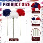 LPREUTWN 36 Pcs Artificial Chrysanthemums Flowers Patriotic Flowers Decor 4th of July Fake Silk Flowers Bouquet for Home Decor Indoor Memorial Day Table Centerpiece (Red, White, Blue)