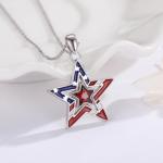KoyeKei American Flag Necklace for Women 925 Sterling Silver USA Flag Star Pendant Independence Day Gifts 4th of July Necklace Patriotic Jewelry for Wife Sister Girlfriend