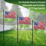 EAGLE TOP 10 Foot Flag Poles for Outside House Inground with 3x5 American Flags,Heavy Duty Stainless Steel Flag Pole in Ground with 5 Pronges Base,Inground Flag Poles for Residential Garden Yard