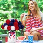 LPREUTWN 36 Pcs Artificial Chrysanthemums Flowers Patriotic Flowers Decor 4th of July Fake Silk Flowers Bouquet for Home Decor Indoor Memorial Day Table Centerpiece (Red, White, Blue)