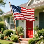 American USA Flag 5ft x 3ft, 1Pcs Large USA American Flag Double Side Polyester Material with Brass Grommets for July 4th Independence Day Veterans Day US Anniversary Party Garden Street Decorations