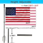 EAGLE TOP 10 Foot Flag Poles for Outside House Inground with 3x5 American Flags,Heavy Duty Stainless Steel Flag Pole in Ground with 5 Pronges Base,Inground Flag Poles for Residential Garden Yard
