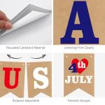 4th of July Banner Decorations, Fourth of July Patriotic Banner Decorations, Red White and Blue Decor for Independence Day, Home Party Mantel Fireplace Supplies