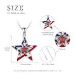 KoyeKei American Flag Necklace for Women 925 Sterling Silver USA Flag Star Pendant Independence Day Gifts 4th of July Necklace Patriotic Jewelry for Wife Sister Girlfriend
