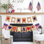 4th of July Banner Decorations, Fourth of July Patriotic Banner Decorations, Red White and Blue Decor for Independence Day, Home Party Mantel Fireplace Supplies