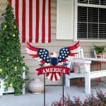 Patriotic Eagle Metal Yard Art Garden Decor