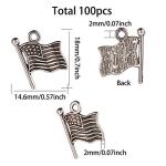 SUNNYCLUE 100Pcs American Flag Patriotic Charms - USA Independence Day Antique Silver Alloy for Jewelry Making, Christmas Tree Decor, DIY Necklace, Bracelet, Earrings Craft