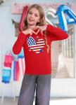 Ithalt Girls 4th of July Outfit Kids American Flag T Shirt Patriotic Long Sleeve Shirt USA T-Shirt Fourth of July Tops 5-14y(BRed,120)
