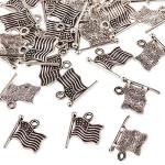 SUNNYCLUE 100Pcs American Flag Patriotic Charms - USA Independence Day Antique Silver Alloy for Jewelry Making, Christmas Tree Decor, DIY Necklace, Bracelet, Earrings Craft