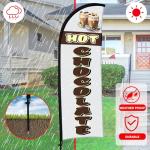 Buryeah 2 Sets Hot Chocolate Feather Flag Pole Kit 7 ft Hot Chocolate Advertising Flag Sign Banner with Flagpole Ground Stake Portable Bag for Diner Restaurant Business Outdoor Advertising