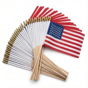 100 Mini American Flags on Sticks