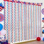 Red, White & Blue Star Tinsel Curtains - 3 Pack