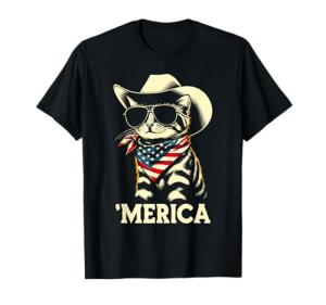 Funny Patriotic 'Merica Cat T-Shirt for Everyone