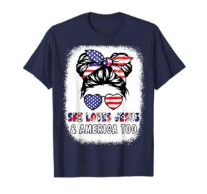 Jesus & America T-Shirt for Patriotic Girls