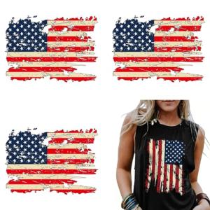 3 Sheets 4th of July Iron on Sticker Patches for Clothes,USA Flag Vinyl Heat Transfers Independence Day Decals Patriotic Iron on Patches for T-Shirts Clothes Bag Pillow Covers DIY Decoration