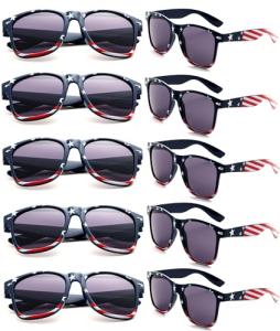 Fsmiling Bulk American Sunglasses USA Flag Sunglasses Patriotic Glasses for Adults 4th Of July-10Pack