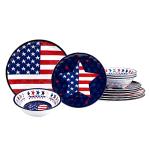 Certified International Stars & Stripes 12 Piece Melamine Dinnerware Set, Service For 4