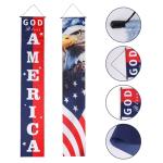 2pcs 4th of July Door Banner, American Flag Hanging Banner Stars Stripes Independence Memorial Festival Porch Decor Patriotic Flags Sign for Home Yard Indoor & Outdoor Use