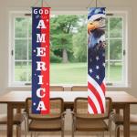 2pcs 4th of July Door Banner, American Flag Hanging Banner Stars Stripes Independence Memorial Festival Porch Decor Patriotic Flags Sign for Home Yard Indoor & Outdoor Use