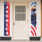 2pcs 4th of July Door Banner, American Flag Hanging Banner Stars Stripes Independence Memorial Festival Porch Decor Patriotic Flags Sign for Home Yard Indoor & Outdoor Use