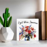 Memorial Day Decor Patriotic Decor Decorations Independence Day Wooden Sign Rustic Home Decor 5 x 5 Inches