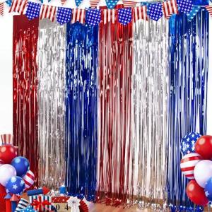 OHOME 4th of July Decorations - American Flag Backdrop Streamers | Patriotic Memorial Day Decor for Indoor Outdoor Outside - Fourth of July Accessories for Door Wall Party Favors,2 Pack