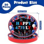 50 Count 4th of July Patriotic Party Oval Plates, Large 11in Independence Day Party Platters Tableware Supplies for Fourth of July American Flag Disposable Dinnerware Table Decorations, Serve 50