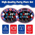 50 Count 4th of July Patriotic Party Oval Plates, Large 11in Independence Day Party Platters Tableware Supplies for Fourth of July American Flag Disposable Dinnerware Table Decorations, Serve 50