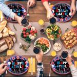 50 Count 4th of July Patriotic Party Oval Plates, Large 11in Independence Day Party Platters Tableware Supplies for Fourth of July American Flag Disposable Dinnerware Table Decorations, Serve 50