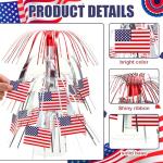 Briwooody 4 Sets American Flag Mini Cascade Table Centerpiece Party Accessory Metallic Foil Spray Centerpieces for Table Supplies Home Decorations