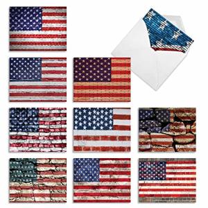 10 Patriotic American Flag Boxed Cards