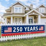 Probsin 250th Anniversary Banner 120" x 20" Freedom 250 Years Birthday 1776-2026 American Flag Patriotic Party Supplies Home Decorations for Outdoor, Indoor, Yard, Garden, Porch, Lawn